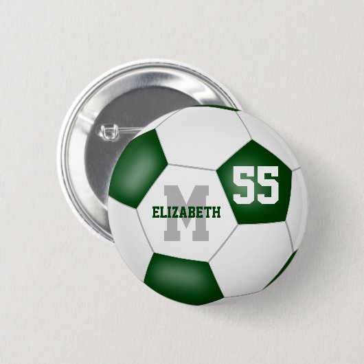 Grüne Weiße Mannschaft färbt Mädchenfußball person Button (Vorne & Hinten)