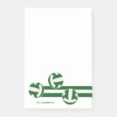 grüne weiße Mannschaft färbt Volleyballs Streifen Post-it Klebezettel (Vorderseite)