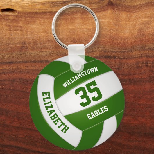 Grüne weiße Mannschaft Jungs Mädchen Volleyball Schlüsselanhänger (Vorderseite)