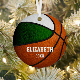 Grüne Weiße Mannschaft wählt Jungs Basketball Ornament Aus Metall