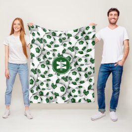 grüne weiße Mannschaftsfarben Fußbälle Muster Fleecedecke
