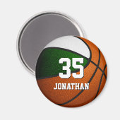 grüne weiße Mannschaftsfarben realistisch Basketba Magnet (Vorderseite/Rückseite)