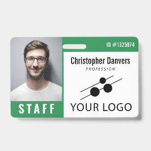 Grüne weiße Mitarbeiter-ID-Foto & großes Logo Ausweis