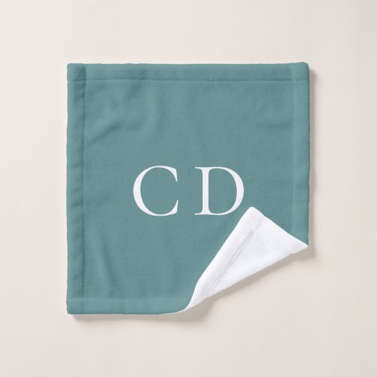 Grüne weiße Monogramm-Initialen minimal Badhandtuch Set (Waschlappen)