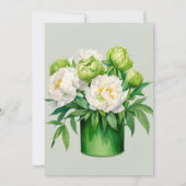 Grüne weiße Peony Elegante Brunch & Bubbly Einladung (Rückseite)