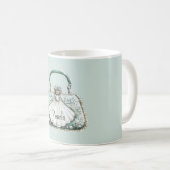 Grüne Weiße Perlen Tasche Kaffeetasse (VorderseiteRechts)