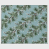 Grüne weiße Pinien Silver Spruce Garlands Blau Geschenkpapier (Flach)
