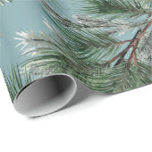 Grüne weiße Pinien Silver Spruce Garlands Blau Geschenkpapier (Rolleneckpunkt)