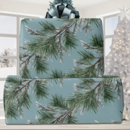 Grüne weiße Pinien Silver Spruce Garlands Blau Geschenkpapier