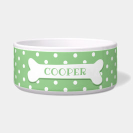 Grüne weiße Polka Dog Knochen Tiere Name Hund Napf