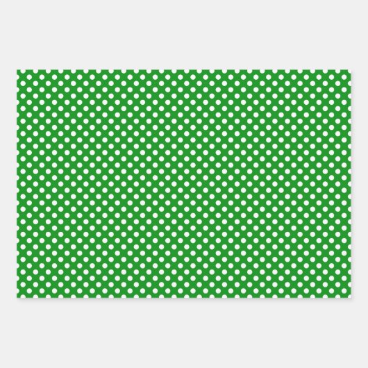 Grüne weiße Polka-Punkte Weihnachten Geschenkpapier Set (Vorderseite 2)