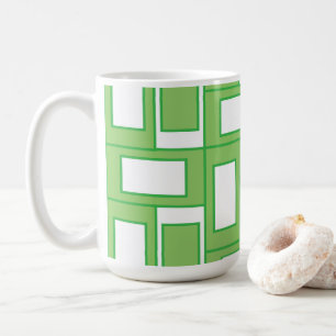 Grüne weiße Rechtecke Geometrisches Muster Kaffeetasse
