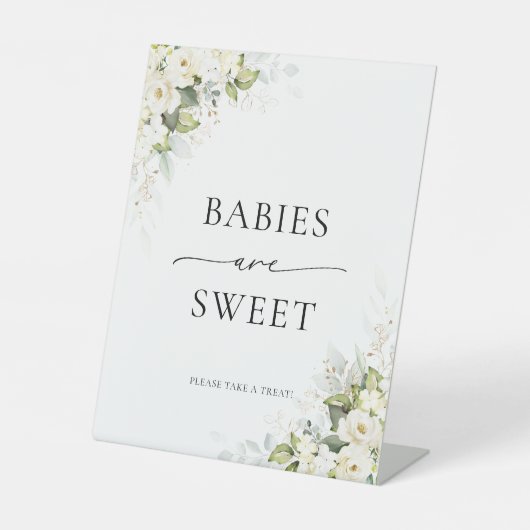 Grüne weiße Rosen Babies sind süße Zeichen Sockelschild (Vorderseite)