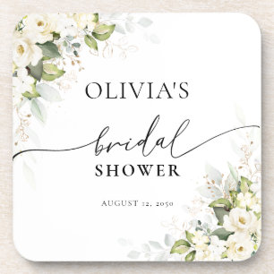 Grüne Weiße Rosen Brautdusche Untersetzer