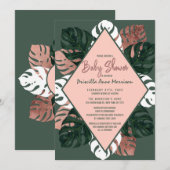 Grüne weiße Rosen-Goldschweizer Käse-Baby-Dusche Einladung (Vorne/Hinten)