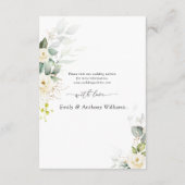 Grüne Weiße Rosen Hochzeitsdetails Begleitkarte (Rückseite)