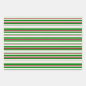 Grüne, weiße, rot-farbene Weihnachtsmuster Geschenkpapier Set (Vorderseite)