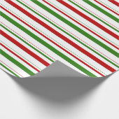 Grüne, weiße, rot-farbene Weihnachtsstreifen Geschenkpapier (Ecke)