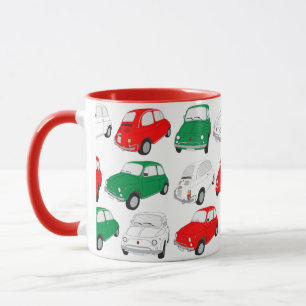 Grüne, Weiße, Rote Vintage-Italienische-Auto-Muste Tasse