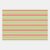 Grüne, weiße, rote Weihnachtslinien Inspiriert Geschenkpapier Set (Vorderseite)