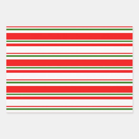 Grüne, weiße, rote Weihnachtsmuster Geschenkpapier Set (Vorderseite)
