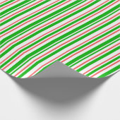 Grüne, weiße, rote Weihnachtsstreifen Geschenkpapier (Ecke)