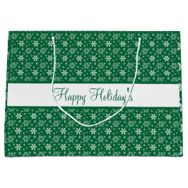 Grüne weiße Schneeflocken Happy Holidays Festival Große Geschenktüte