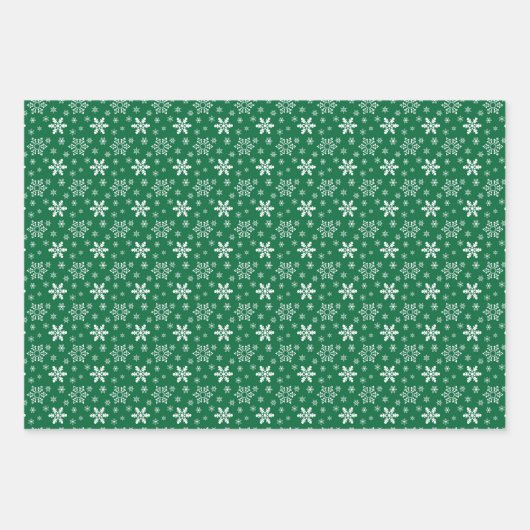 Grüne weiße Schneeflocken Weihnachten Geschenkpapier Set (Vorderseite)