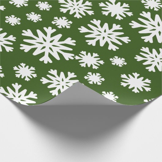 Grüne weiße Schneeflocken Weihnachtsfeiertag Geschenkpapier (Ecke)