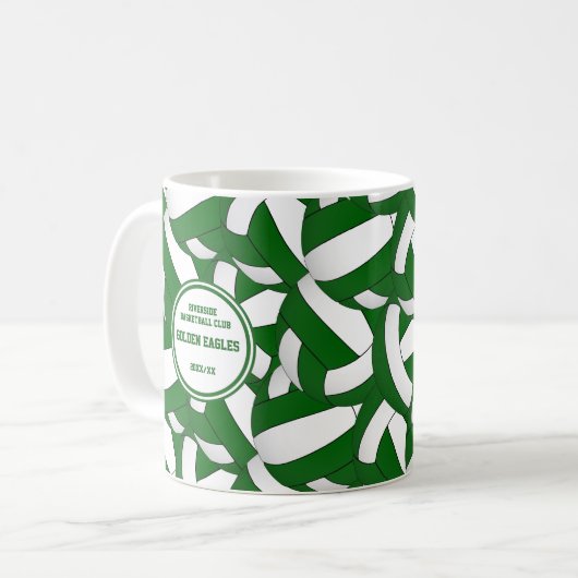 Grüne weiße Schulfarben Volleyballbussen Geschenk Kaffeetasse (Vorderseite Links)