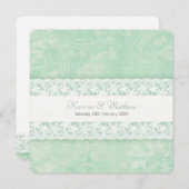 Grüne weiße Spitzen Hochzeitsbriden Einladung der (Vorne/Hinten)