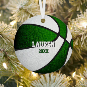 grüne weiße Sport-Andenken-Geschenke Basketball Ornament Aus Metall