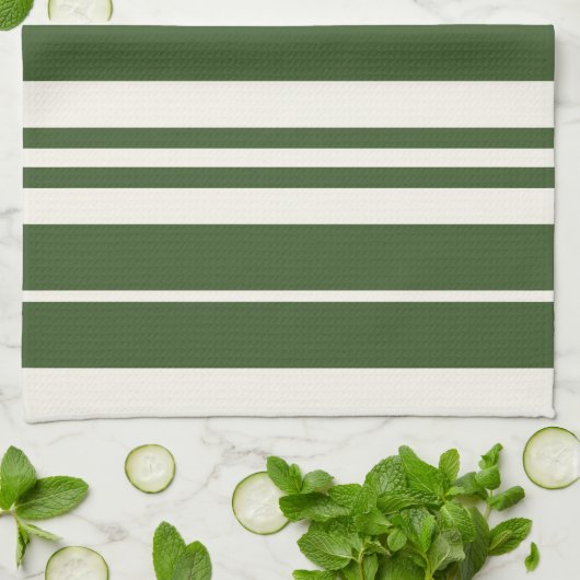 Grüne weiße Streifen Geschirrtuch (Gefaltet)