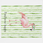Grüne weiße Streifen rosa Flamingo Fleecedecke (Vorderseite (Horizontal))