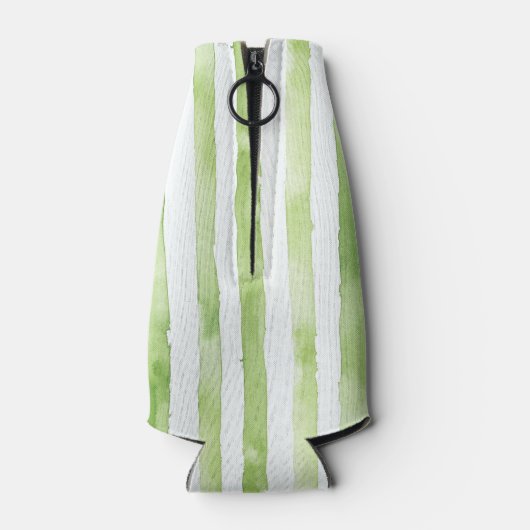 Grüne weiße Streifen rosa Flamingo Strand Flaschenkühler (Rückseite)