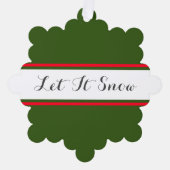 Grüne weiße Streifen schwarz lassen Schnee Text Ornament Karte (Vorderseite)