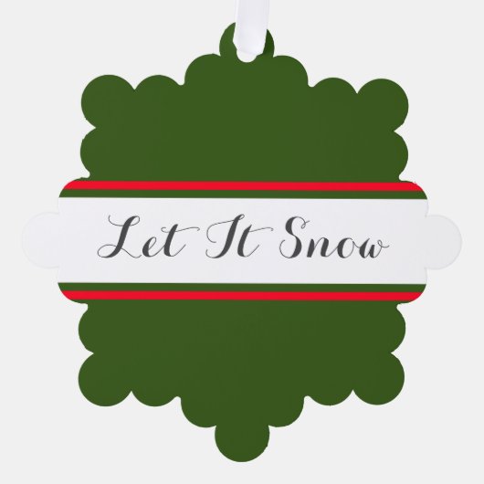 Grüne weiße Streifen schwarz lassen Schnee Text Ornament Karte (Vorderseite)