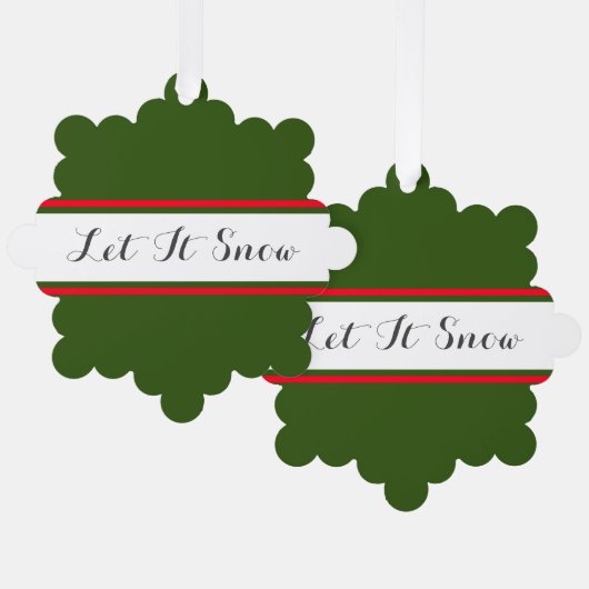 Grüne weiße Streifen schwarz lassen Schnee Text Ornament Karte (Vorderseite/Rückseite)
