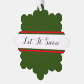 Grüne weiße Streifen schwarz lassen Schnee Text Ornament Karte (Linke Ecke)