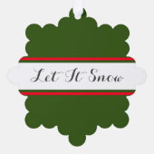 Grüne weiße Streifen schwarz lassen Schnee Text Ornament Karte (Rückseite)