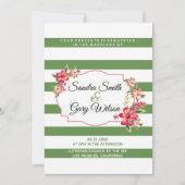 Grüne weiße Streifen und bunte Bouquet-Hochzeit Einladung (Vorderseite)