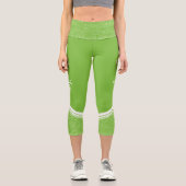 Grüne, weiße Streifen und Name modern mädchenhaft Capri Leggings (Vorderseite)