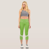 Grüne, weiße Streifen und Name modern mädchenhaft Capri Leggings (Vorderseite)