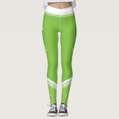 Grüne, weiße Streifen und Name modern mädchenhaft Leggings (Vorderseite)