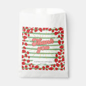 Grüne weiße Streifen Vielen Dank Red Strawberry Pa Geschenktütchen (Vorderseite)