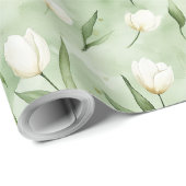 Grüne weiße Tulpen-Blumen Geburtstag Geschenkpapier (Rolleneckpunkt)