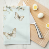 Grüne weiße Tulpen-Blumen-Junggesellinnenabschied Geschirrtuch (Viertel Falte)