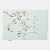 Grüne weiße Tulpen-Blumen-Junggesellinnenabschied Geschirrtuch (Horizontal)