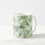 Grüne weiße Tulpenblumen Kaffeetasse (VorderseiteRechts)