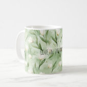 Grüne weiße Tulpenblumen Kaffeetasse (Vorderseite Links)